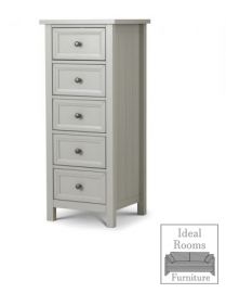 New England 5 Drawer Tall Chest - Grey