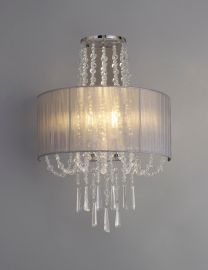 Freida Wall Lamp With Grey Shade 2 Light E14 Polished Chrome/Crystal