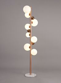 Ritz Floor Lamp, 8 x G9, Antique Copper/Opal & Copper Glass