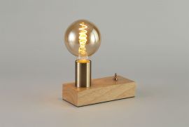 Fike Table Lamp, 1 Light E27, Antique Brass/Wood, (Lamps Not Included)