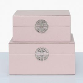 Set Of 2 Rose and Pink Faux Stingray Leather Jewellery Boxes