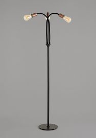 Genie Flexible Floor Lamp, 3 Light E27, Satin Black/Brushed Copper