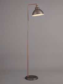 Waldorf Adjustable Floor Lamp, 1 x E27, Antique Silver/Copper/White