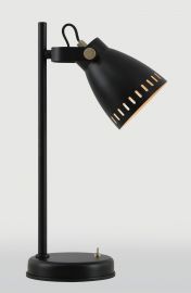 Noble Adjustable Table Lamp, 1 x E27, Matt Black/Antique Brass/Khaki