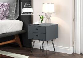Optimal Telford 2 Drawer & Pin Legs Beside Cabinet - Midnight