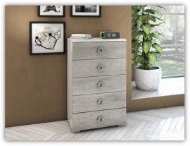 Chantilly High Gloss Italian Tallboy Chest with 5 Drawers