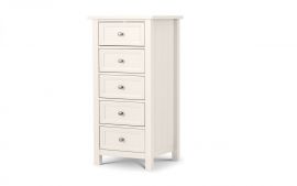 New England 5 Drawer Tall Chest - White