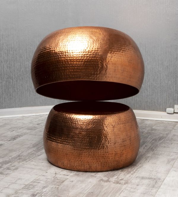 Hammered aluminium coffee shop table
