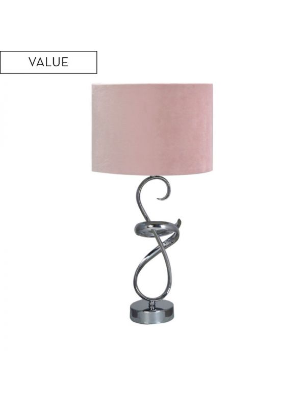 Swirl Metal Table Lamp With Blush Pink Shade