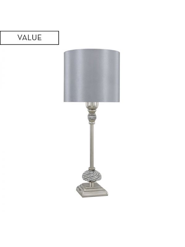 Nickel Silver Diamante Candlestick Table Lamp