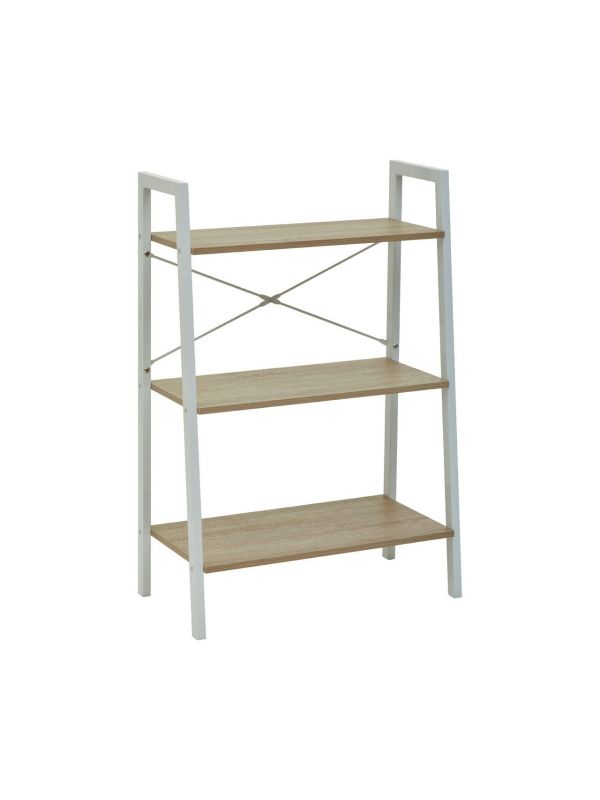 Three Tier Natural Oak Veneer Ladder Shelf Unit