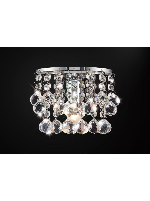 Acton Wall Lamp 1 Light E14 Switched Polished Chrome/Sphere Crystal
