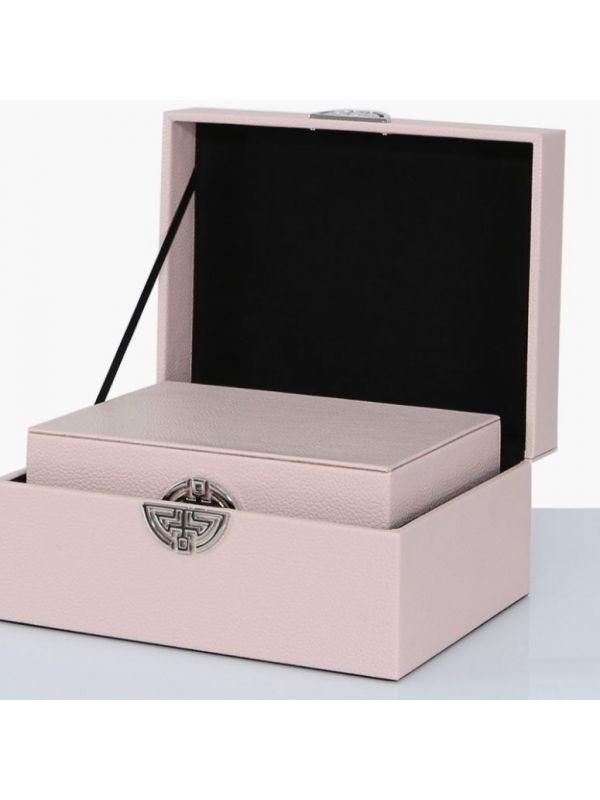 Set Of 2 Rose and Pink Faux Stingray Leather Jewellery Boxes