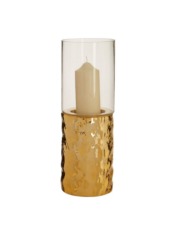 Michelle Small Pillar Gold Candle Holder