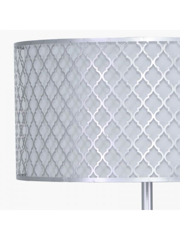 Silver Metal / Marble Floor Lamp With Moroccan Mesh Shade