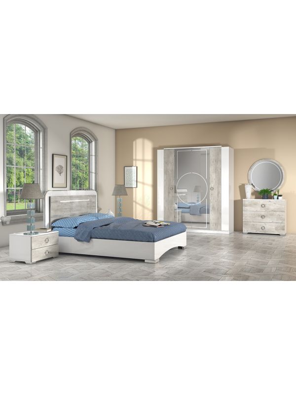 Chantilly High Gloss Italian Bed Frame with LED Light 