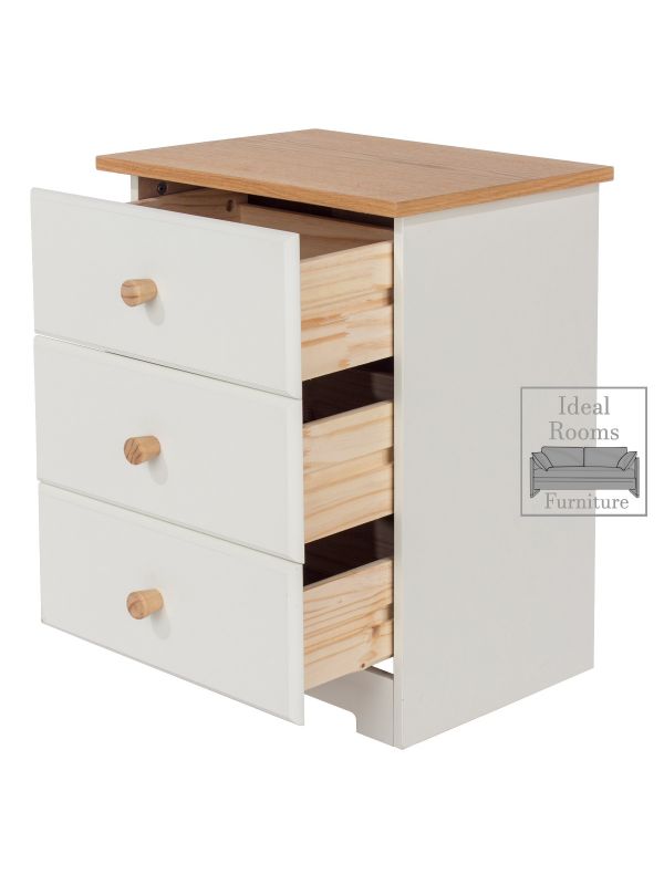 California 3 Drawer Bedside Cabinet - White