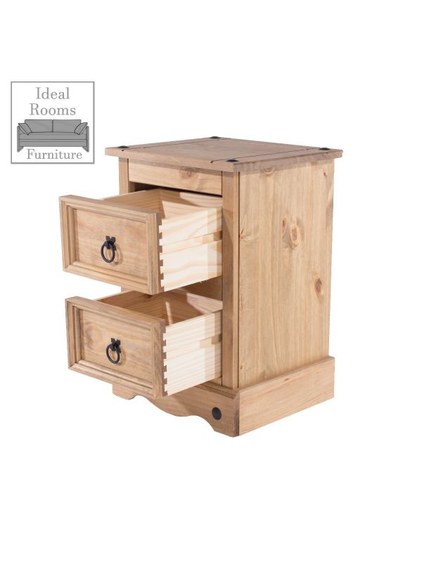 Corante' 2 Drawer Petite Bedside Cabinet - Waxed Pine