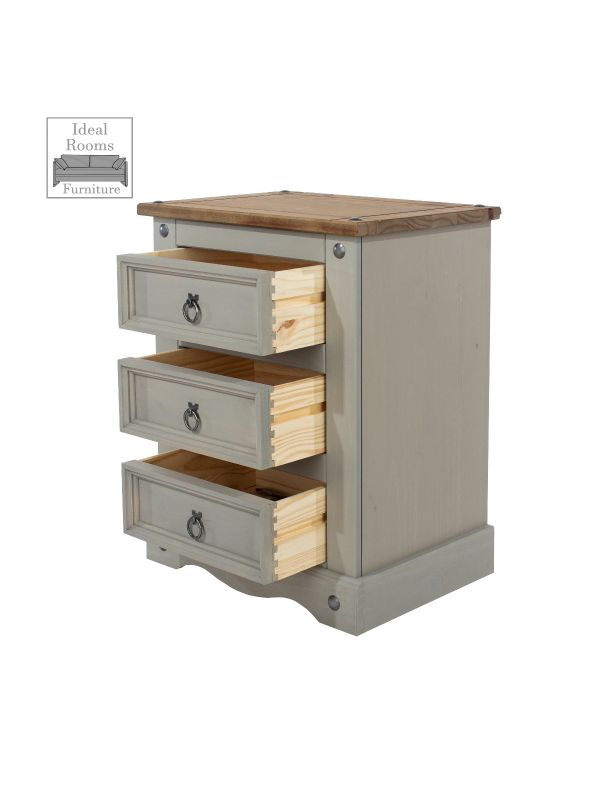 Corante' Grey - 3 Drawer Beside Cabinet