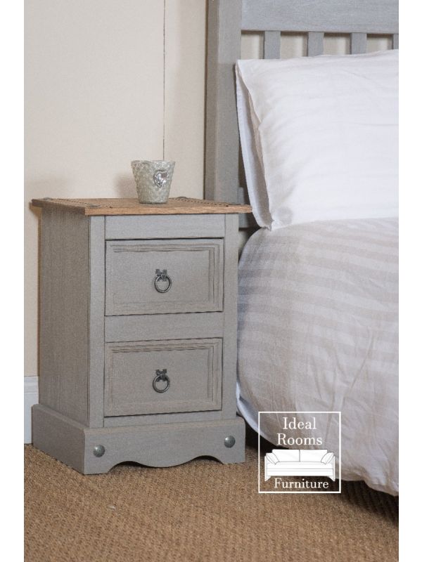 Corante' Grey - 2 Drawer Petite Bedside Cabinet