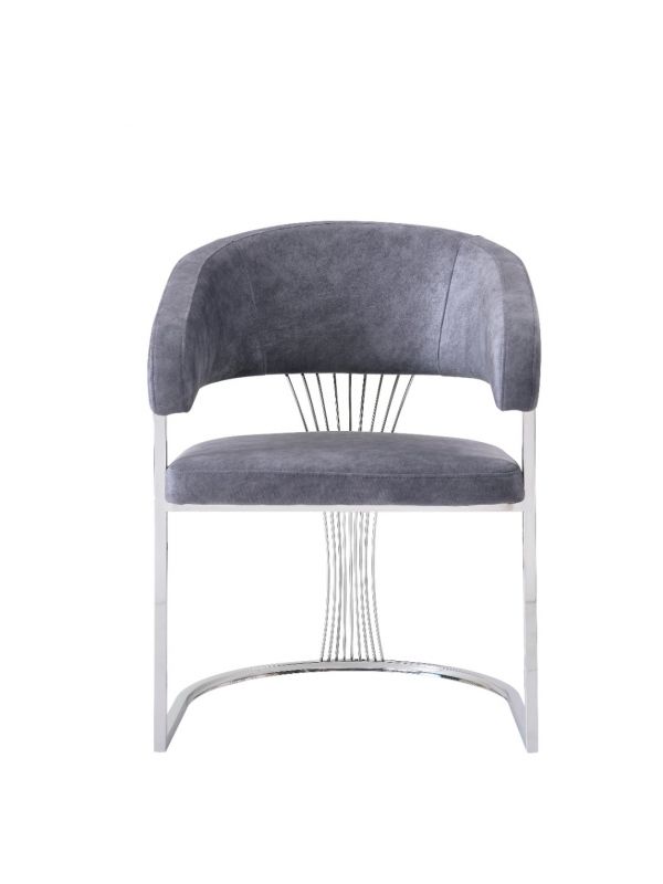 Paradora Grey Dining Chair Silver Base