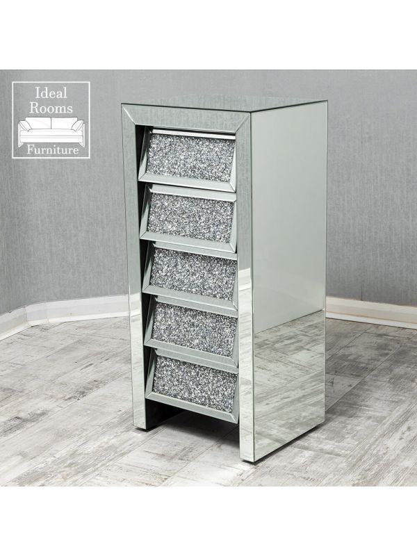 Royale Crushed Glass 5 Drawer Tall Boy