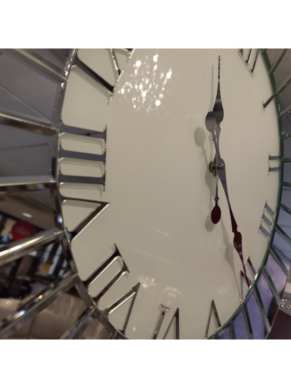 Large Modern Round Fan Effect Mirror Wall Clock 90cm