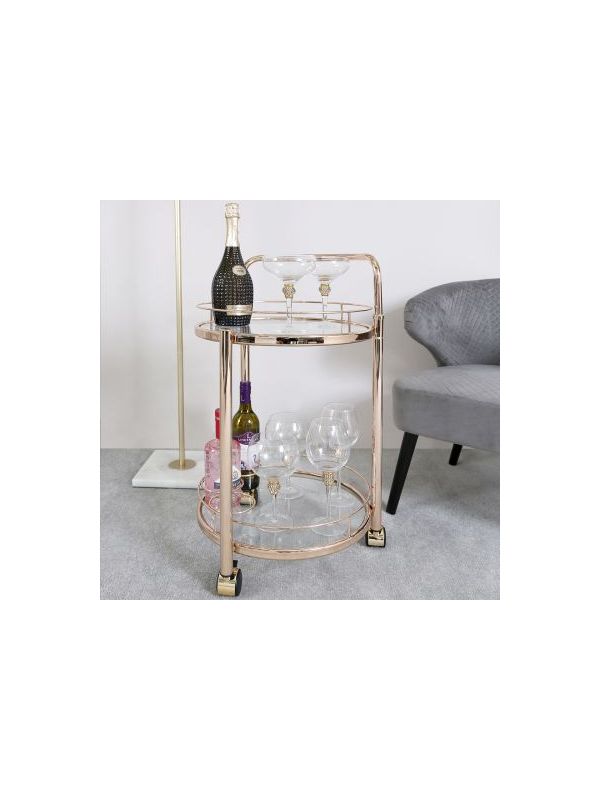 Harriet Gold Metal and Clear Drinks Trolley