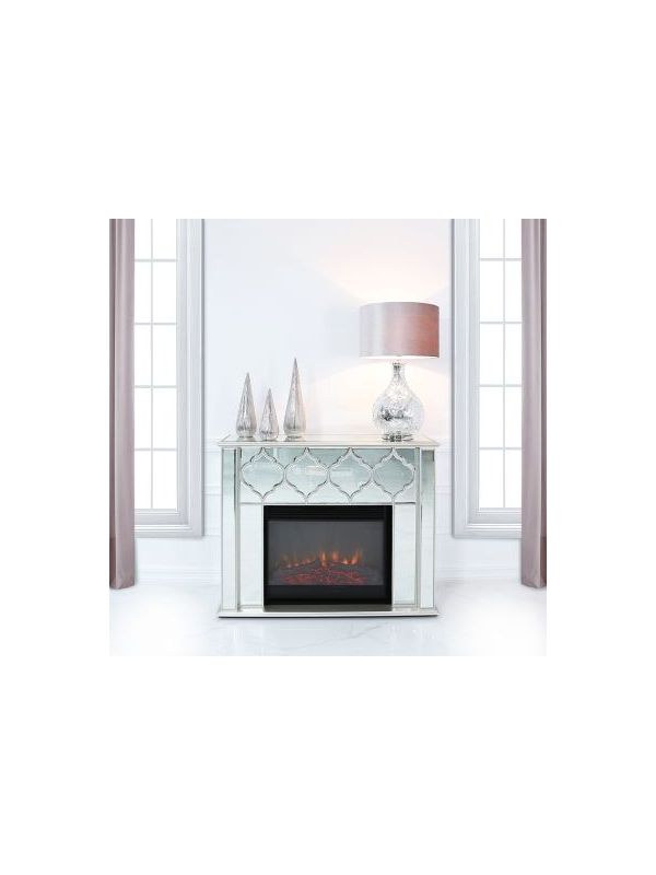Morocco Silver Mirror Fire Surround with Electric Fire Insert