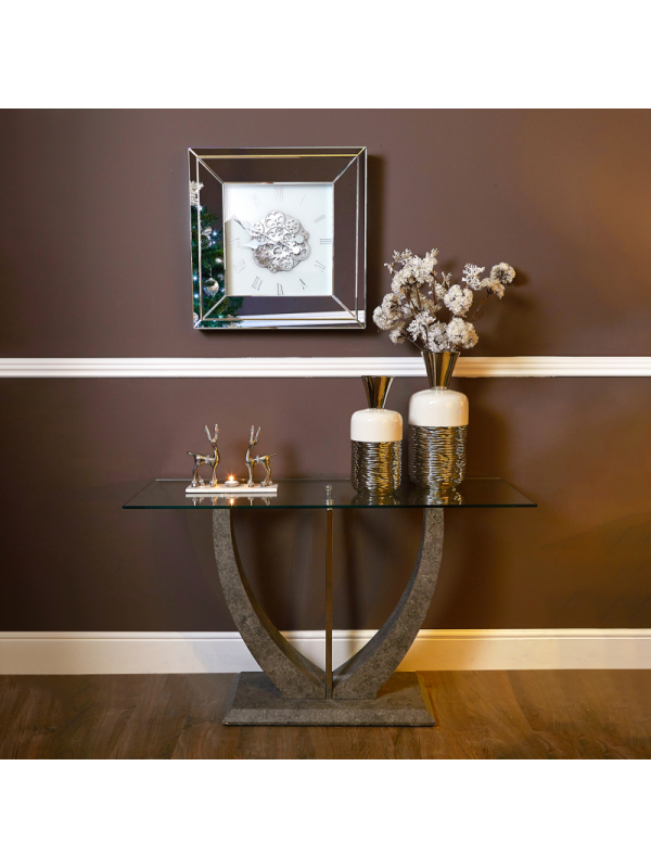 Lex Grey Glass Top Console Table
