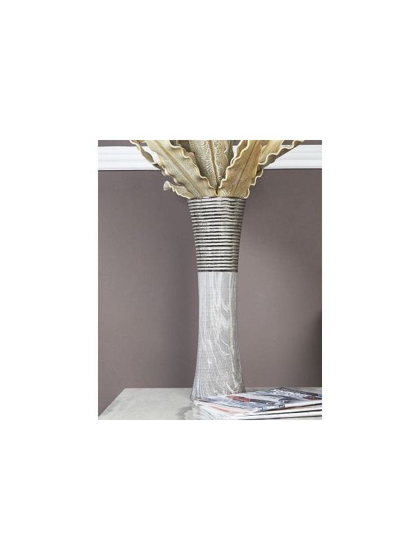 50cm Silver & Grey Fluted Vase
