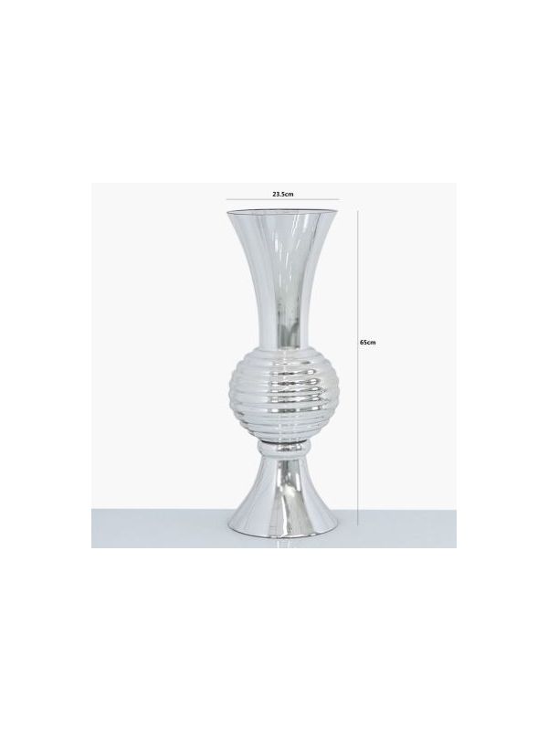 Large 65cm Silver Glass Vase