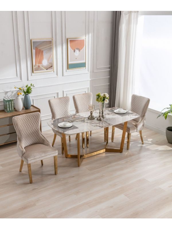 Serene Oval 150cm Ceramic Gold Table