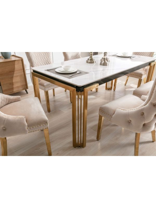 Serene Rectangle 180cm Ceramic Gold Table
