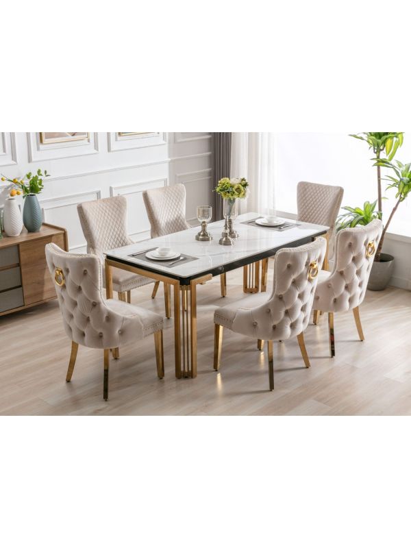 Serene Rectangle 150cm Ceramic Gold Table