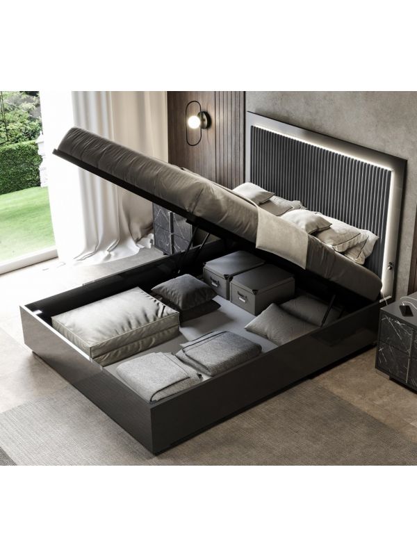 Cielo Night Italian King Bed With LED + Storage Included