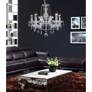 Gabrielle Chandelier With Glass Sconce & Glass Droplets 5 Light E14 Polished Chrome Finish