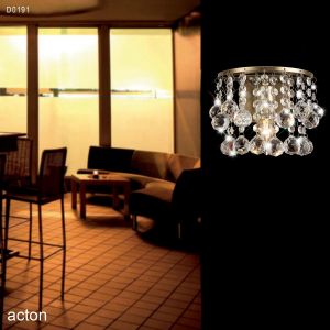 Acton Wall Lamp 1 Light E14 Switched Polished Chrome/Sphere Crystal