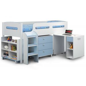 Midsleeper Cabin Bed with Pull Out Desk - Blue