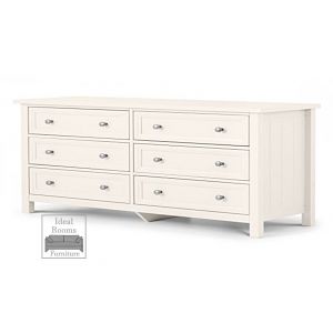 New England 6 Drawer Wide Chest - White