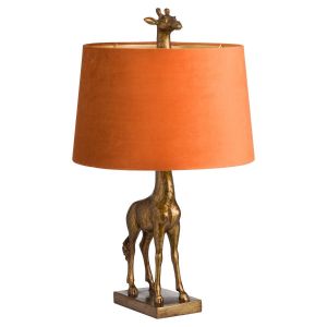 Vintage Giraffe Lamp With Burnt Orange Velvet Shade