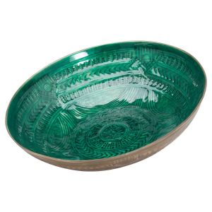 Aztecan Brass Embossed Ceramic Large Bowl