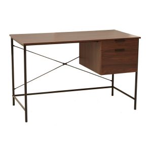 Dark Walnut Veneer Desk With Drawers