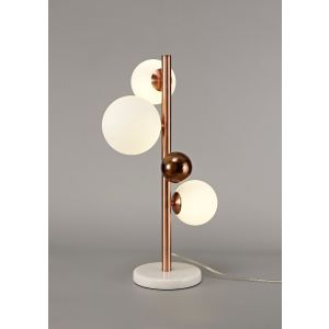 Ritz Table Lamp, 3 x G9, Antique Copper/Opal & Copper Glass