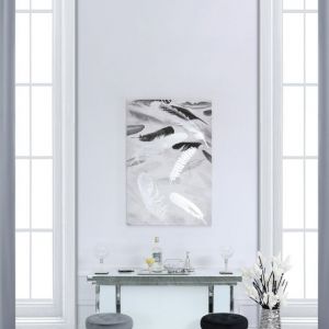 Black and Silver Feather Print Canvas Wall Art