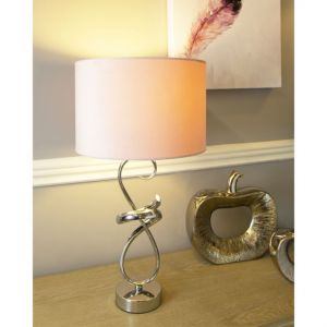 Swirl Metal Table Lamp With Blush Pink Shade