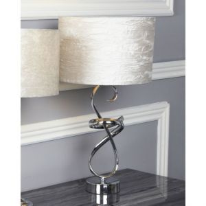 Swirl Metal Table Lamp With Ivory Velvet Shade
