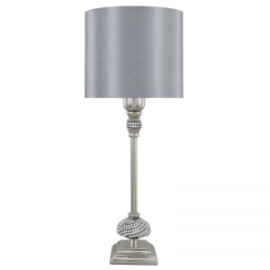 Nickel Silver Diamante Candlestick Table Lamp