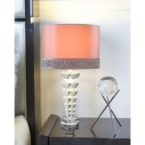 Small Illuminated Crystal Spine Shape Lamp With Milana Shade
