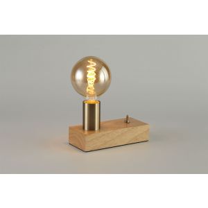 Fike Table Lamp, 1 Light E27, Antique Brass/Wood, (Lamps Not Included)